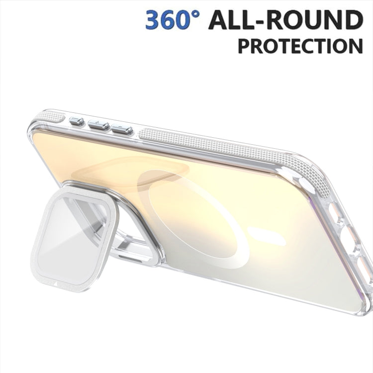 For iPhone 16 Plus MagSafe Gradient Color Lens Film Phone Case with Lens Fold Holder(Black) - free shipping - PMC TechLife - Order now!