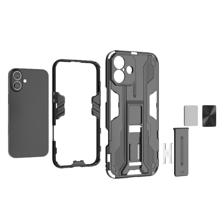 For iPhone 16 Plus Supersonic PC + TPU Holder Phone Case(Black) - iPhone 16 Plus Cases by PMC TechLife | Online Shopping South Africa | PMC TechLife | Buy Now Pay Later Mobicred