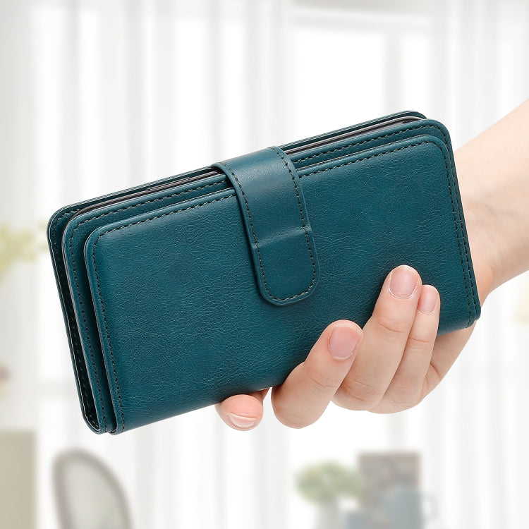 For iPhone 16 Multi-Function Wallet 10 Card Slots Leather Phone Case(Dark Green) - iPhone 16 Cases by PMC TechLife | Online Shopping South Africa | PMC TechLife | Buy Now Pay Later Mobicred