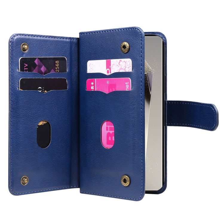 For Samsung Galaxy S25 Ultra 5G Multi-Function Wallet 10 Card Slots Leather Phone Case(Dark Blue) - Galaxy S25 Ultra 5G Cases by PMC Jewellery | Online Shopping South Africa | PMC Jewellery | Buy Now Pay Later Mobicred