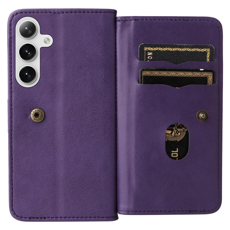 For Samsung Galaxy S25 / S24 5G Multi-Function Wallet 10 Card Slots Leather Phone Case(Violet) - Galaxy S25 5G Cases by PMC Jewellery | Online Shopping South Africa | PMC Jewellery | Buy Now Pay Later Mobicred