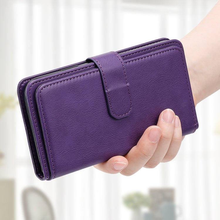For Samsung Galaxy S25+ / S24+ 5G Multi-Function Wallet 10 Card Slots Leather Phone Case(Violet) - Galaxy S25+ 5G Cases by PMC Jewellery | Online Shopping South Africa | PMC Jewellery | Buy Now Pay Later Mobicred