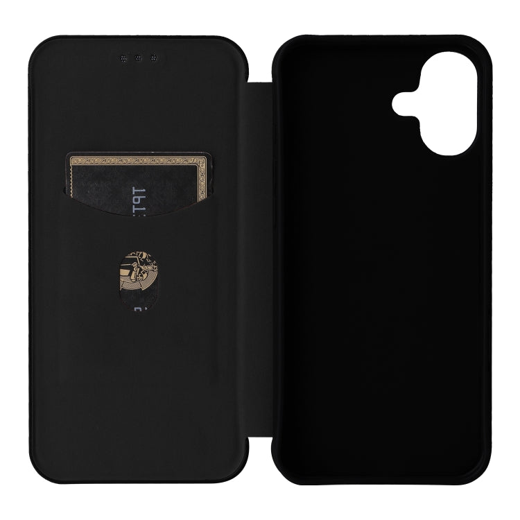 For iPhone 16 Plus Carbon Fiber Texture Flip Leather Phone Case(Black) - free shipping - PMC TechLife - Order now!