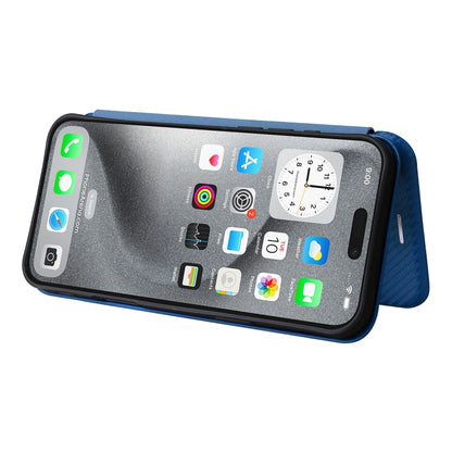 For iPhone 16 Pro Carbon Fiber Texture Flip Leather Phone Case(Blue) - iPhone 16 Pro Cases by PMC Jewellery | Online Shopping South Africa | PMC Jewellery | Buy Now Pay Later Mobicred