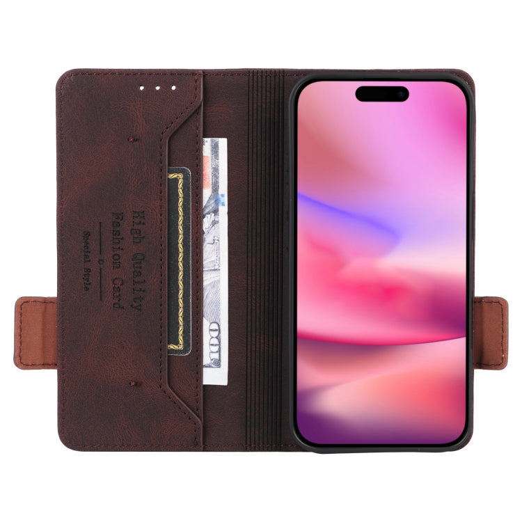 For iPhone 16 Magnetic Clasp Leather Phone Case(Brown) - iPhone 16 Cases by PMC Jewellery | Online Shopping South Africa | PMC Jewellery | Buy Now Pay Later Mobicred