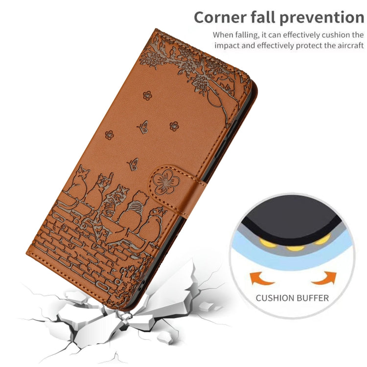 For Samsung Galaxy S25 5G Cat Embossing Pattern Leather Phone Case with Lanyard(Brown) - free shipping - PMC Jewellery - Order now!