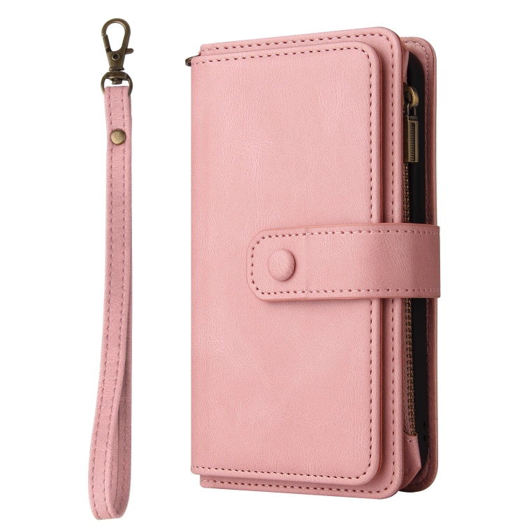 For iPhone 16 Plus Skin Feel Multi Card Slots Zipper Wallet Leather Phone Case(Pink) - iPhone 16 Plus Cases by PMC Jewellery | Online Shopping South Africa | PMC Jewellery | Buy Now Pay Later Mobicred