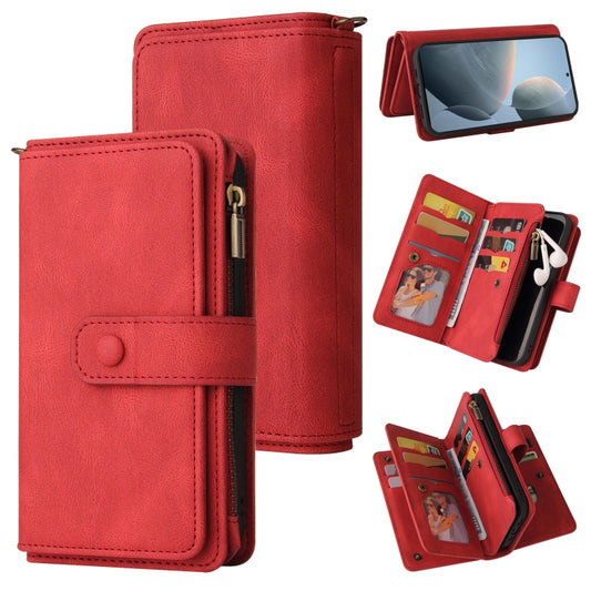 For Redmi K70 Skin Feel Multi Card Slots Zipper Wallet Leather Phone Case(Red) - K70 Cases by PMC Jewellery | Online Shopping South Africa | PMC Jewellery | Buy Now Pay Later Mobicred