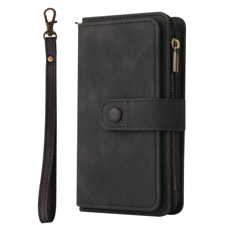 For Honor 200 Lite Global Skin Feel Multi Card Slots Zipper Wallet Leather Phone Case(Black) - Honor Cases by PMC TechLife | Online Shopping South Africa | PMC TechLife | Buy Now Pay Later Mobicred