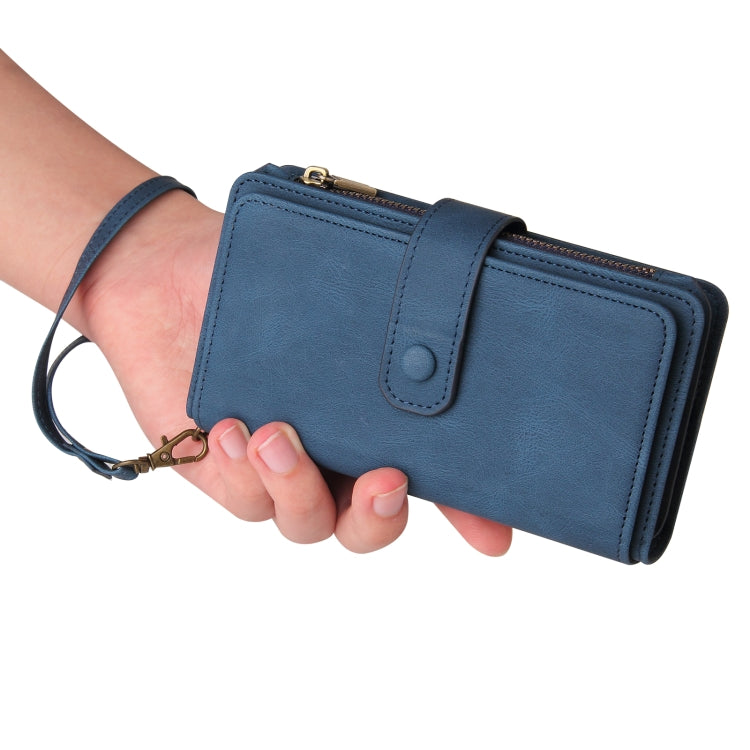 For Honor 200 Lite Global Skin Feel Multi Card Slots Zipper Wallet Leather Phone Case(Blue) - Honor Cases by PMC TechLife | Online Shopping South Africa | PMC TechLife | Buy Now Pay Later Mobicred