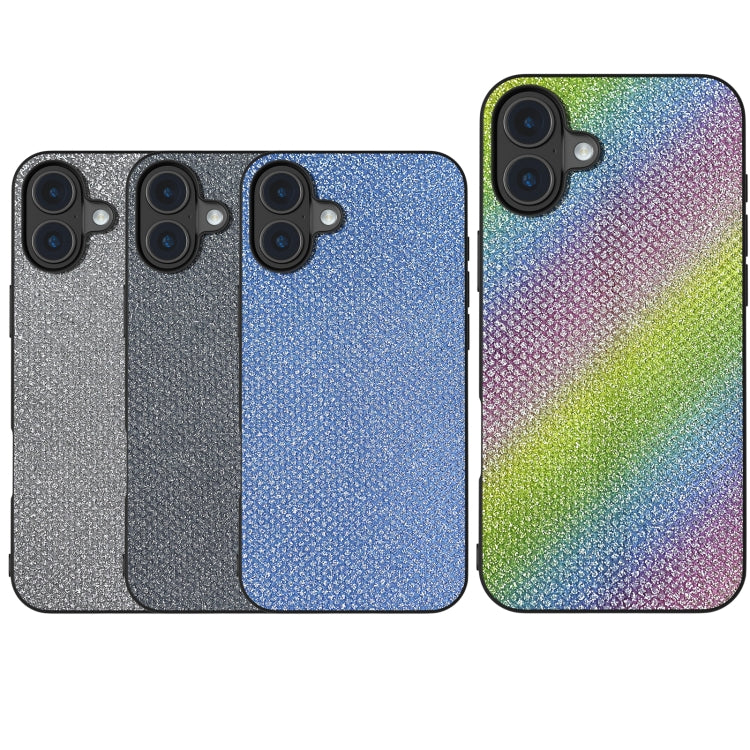 For iPhone 16 Diamond Black Frame Phone Case(Sapphire Blue) - iPhone 16 Cases by PMC TechLife | Online Shopping South Africa | PMC TechLife | Buy Now Pay Later Mobicred