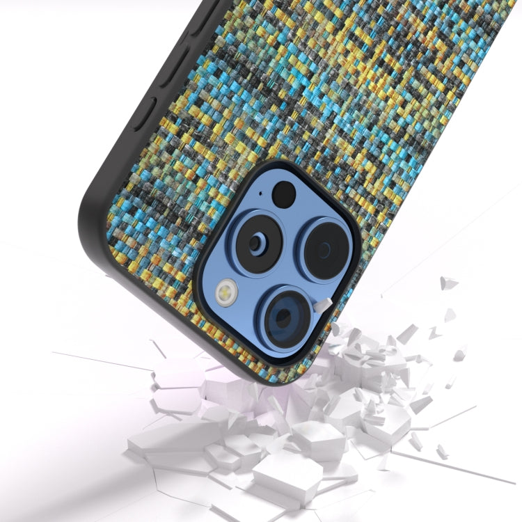 For iPhone 16 Pro Black Frame Color Lattice Texture PU Phone Case(Gold) - iPhone 16 Pro Cases by PMC TechLife | Online Shopping South Africa | PMC TechLife | Buy Now Pay Later Mobicred
