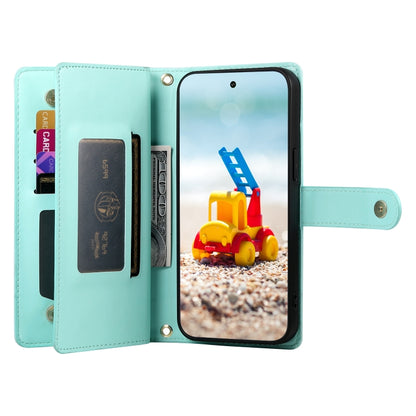 For Google Pixel 9 Pro XL Nine Card-slot Zipper Wallet Bag Leather Phone Case(Mint Green) - Google Cases by PMC Jewellery | Online Shopping South Africa | PMC Jewellery | Buy Now Pay Later Mobicred