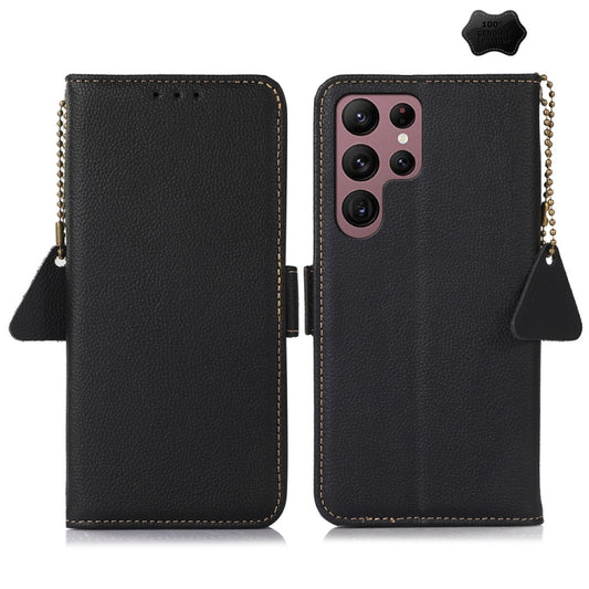 For Samsung Galaxy S25 Ultra 5G Side-Magnetic TJ Genuine Leather RFID Phone Case(Black) - Galaxy S25 Ultra 5G Cases by PMC Jewellery | Online Shopping South Africa | PMC Jewellery | Buy Now Pay Later Mobicred