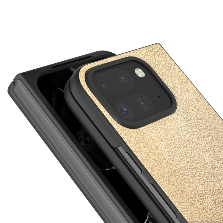 For Google Pixel 9 Pro Fold PU Leather Black Frame Full Coverage Phone Case(Gold) - Google Cases by PMC TechLife | Online Shopping South Africa | PMC TechLife | Buy Now Pay Later Mobicred