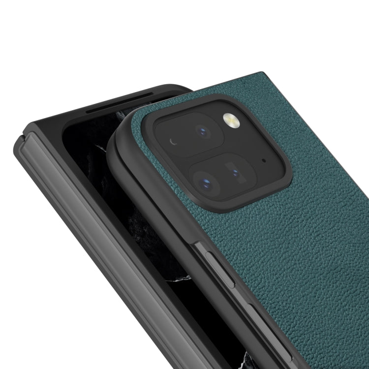 For Google Pixel 9 Pro Fold ABEEL Genuine Leather Luolai Series Phone Case(Dark Green) - Google Cases by PMC Jewellery | Online Shopping South Africa | PMC Jewellery | Buy Now Pay Later Mobicred