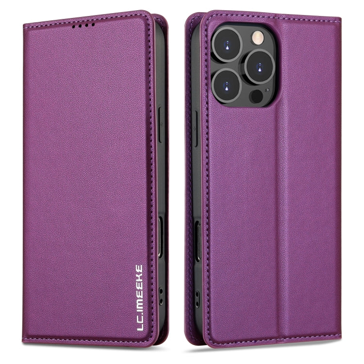 For iPhone 16 Pro Max LC.IMEEKE L1 Series Frosted Fine Texture PU Phone Case(Purple) - iPhone 16 Pro Max Cases by LC.IMEEKE | Online Shopping South Africa | PMC Jewellery | Buy Now Pay Later Mobicred