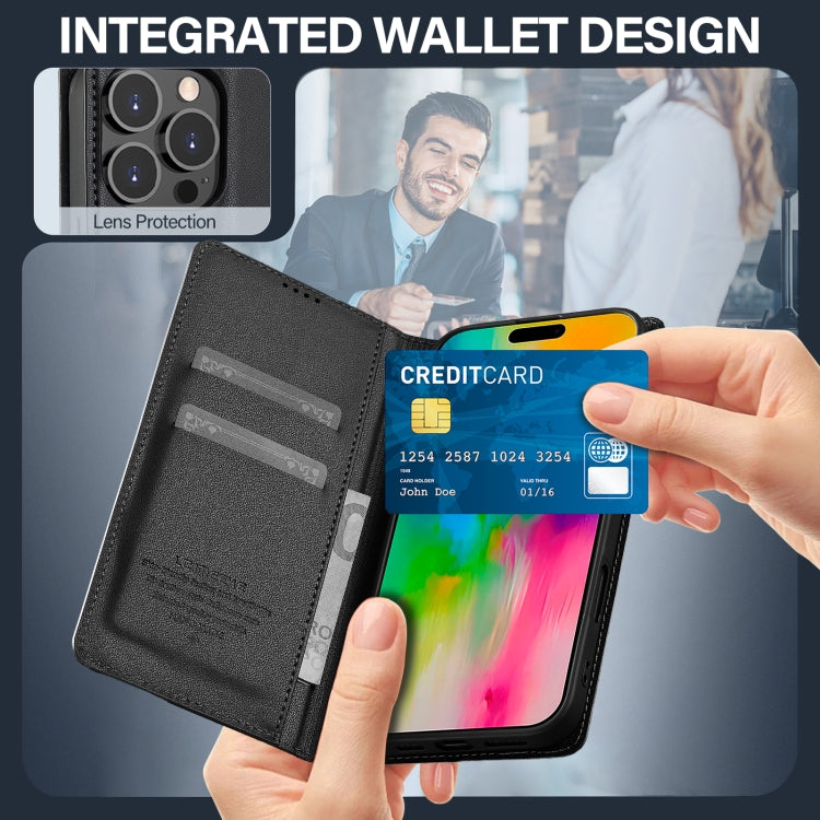 For iPhone 16 Pro LC.IMEEKE L1 Series Frosted Fine Texture PU Phone Case(Black) - iPhone 16 Pro Cases by LC.IMEEKE | Online Shopping South Africa | PMC TechLife | Buy Now Pay Later Mobicred