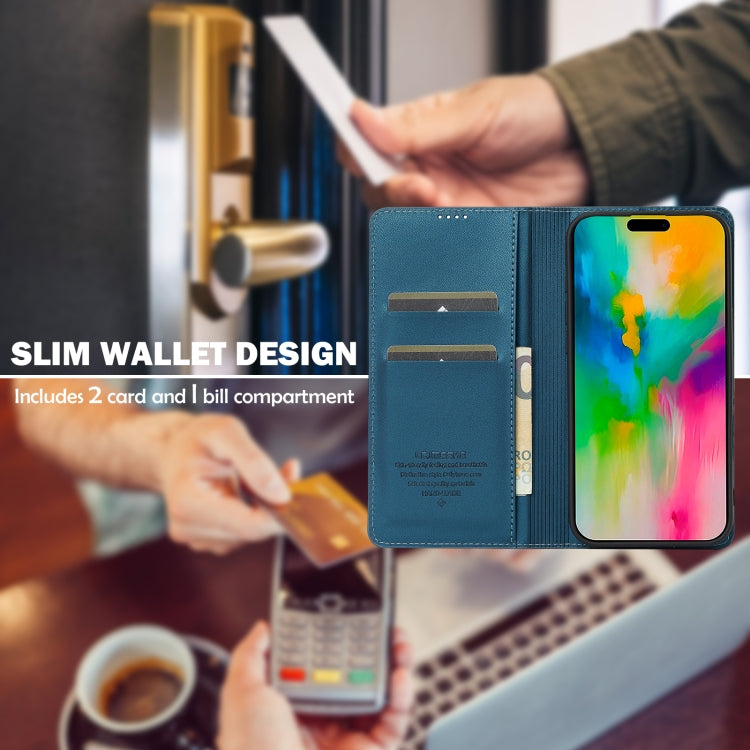 For iPhone 16 Plus LC.IMEEKE L1 Series Frosted Fine Texture PU Phone Case(Blue) - free shipping - PMC Jewellery - Order now!