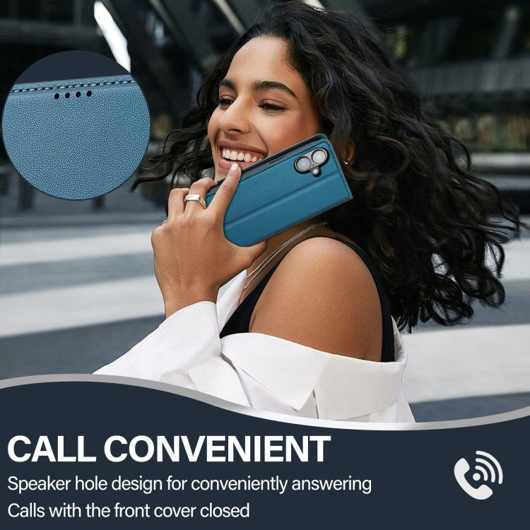 For iPhone 16 Plus LC.IMEEKE L1 Series Frosted Fine Texture PU Phone Case(Blue) - free shipping - PMC Jewellery - Order now!