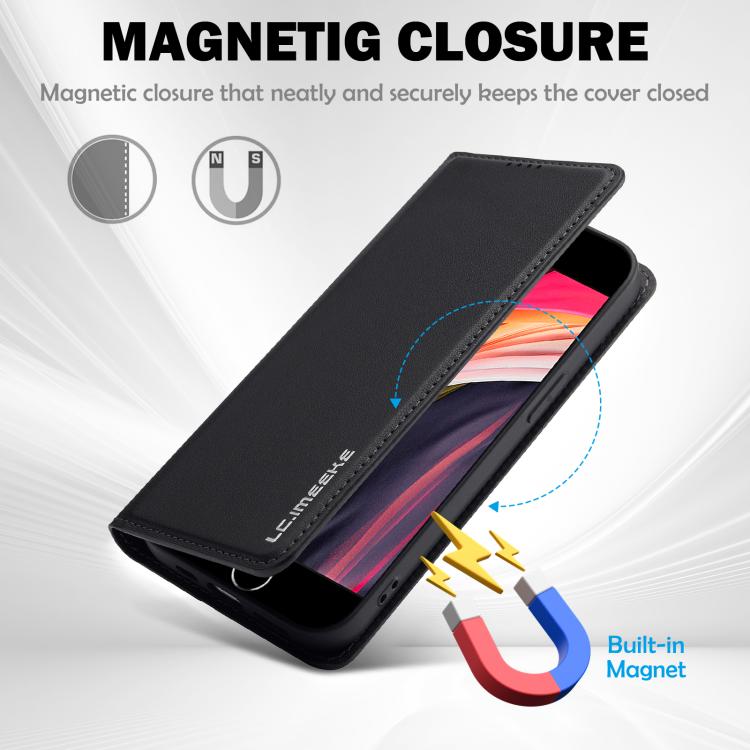 For iPhone 16e LC.IMEEKE L1 Series Frosted Fine Texture PU Phone Case(Black) - iPhone 16e Cases by LC.IMEEKE | Online Shopping South Africa | PMC TechLife | Buy Now Pay Later Mobicred
