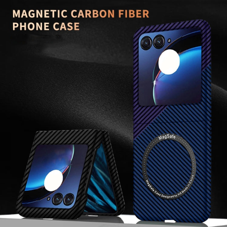 For Motorola Razr 50 Carbon Fiber Texture MagSafe Magnetic Phone Case(Black) - Motorola Cases by PMC TechLife | Online Shopping South Africa | PMC TechLife | Buy Now Pay Later Mobicred