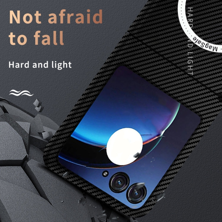 For Motorola Razr 50 Carbon Fiber Texture MagSafe Magnetic Phone Case(Black Silver) - Motorola Cases by PMC TechLife | Online Shopping South Africa | PMC TechLife | Buy Now Pay Later Mobicred