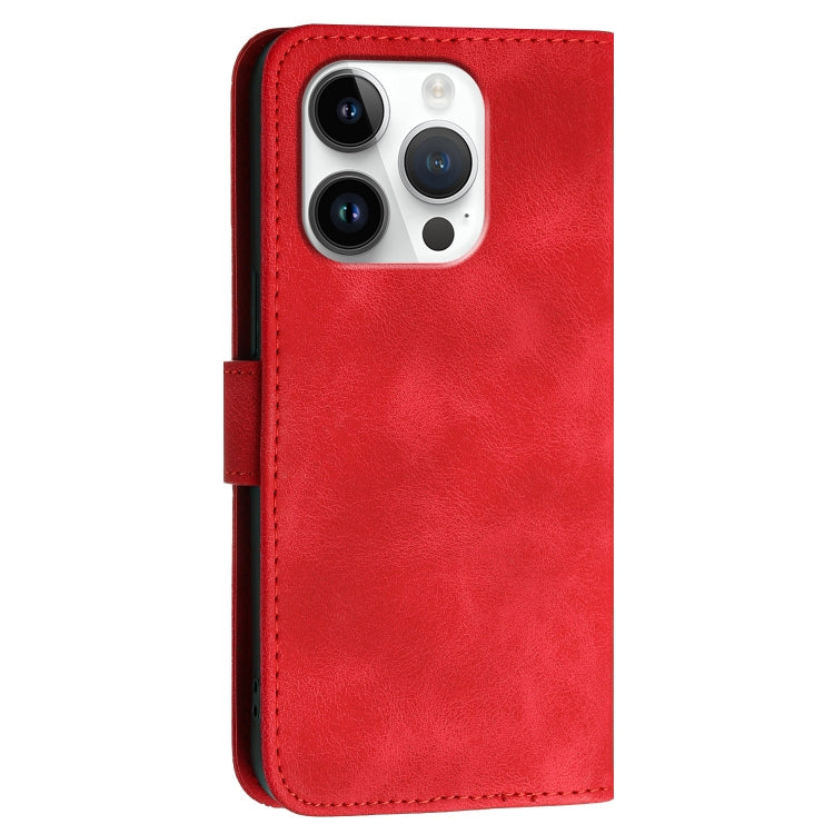 For iPhone 16 Pro YX0080 Grid Butterfly Embossed Pattern Flip Leather Phone Case with Lanyard(Red) - iPhone 16 Pro Cases by PMC Jewellery | Online Shopping South Africa | PMC Jewellery | Buy Now Pay Later Mobicred