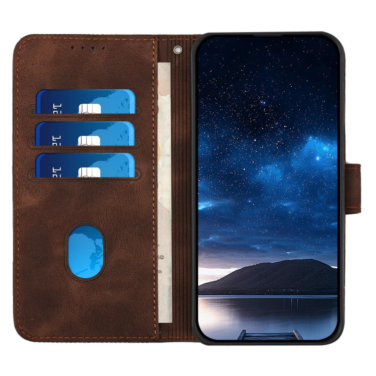 For iPhone 16 YX0080 Grid Butterfly Embossed Pattern Flip Leather Phone Case with Lanyard(Coffee) - iPhone 16 Cases by PMC TechLife | Online Shopping South Africa | PMC TechLife | Buy Now Pay Later Mobicred