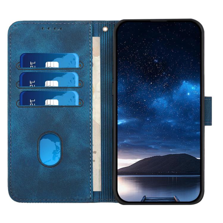 For iPhone 17 Pro YX0080 Grid Butterfly Embossed Pattern Flip Leather Phone Case with Lanyard(Dark Blue) - free shipping - PMc TechLife - Order now!