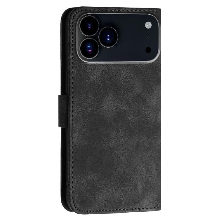 For iPhone 17 Pro YX0080 Grid Butterfly Embossed Pattern Flip Leather Phone Case with Lanyard(Black) - free shipping - PMc TechLife - Order now!