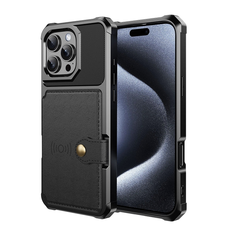 For iPhone 16 Pro Max Magnetic Wallet Card Bag Leather Phone Case(Black) - iPhone 16 Pro Max Cases by PMC TechLife | Online Shopping South Africa | PMC TechLife | Buy Now Pay Later Mobicred