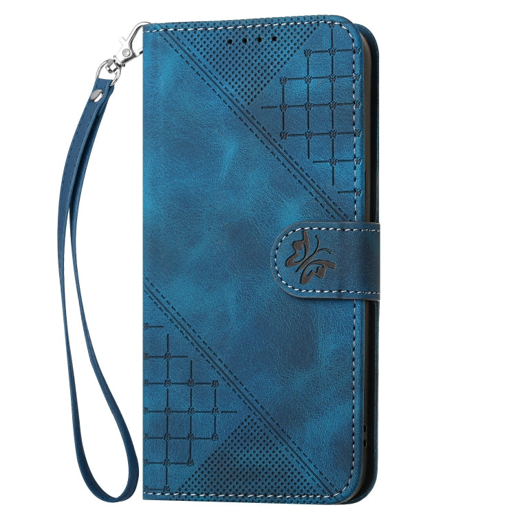 For Google Pixel 9 Pro XL YX0080 Grid Butterfly Embossed Pattern Flip Leather Phone Case with Lanyard(Dark Blue) - Google Cases by PMC TechLife | Online Shopping South Africa | PMC TechLife | Buy Now Pay Later Mobicred