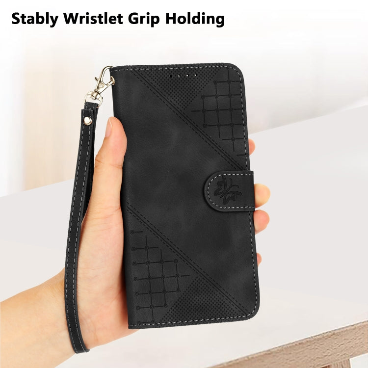 For Google Pixel 9 Pro XL YX0080 Grid Butterfly Embossed Pattern Flip Leather Phone Case with Lanyard(Black) - Google Cases by PMC TechLife | Online Shopping South Africa | PMC TechLife | Buy Now Pay Later Mobicred