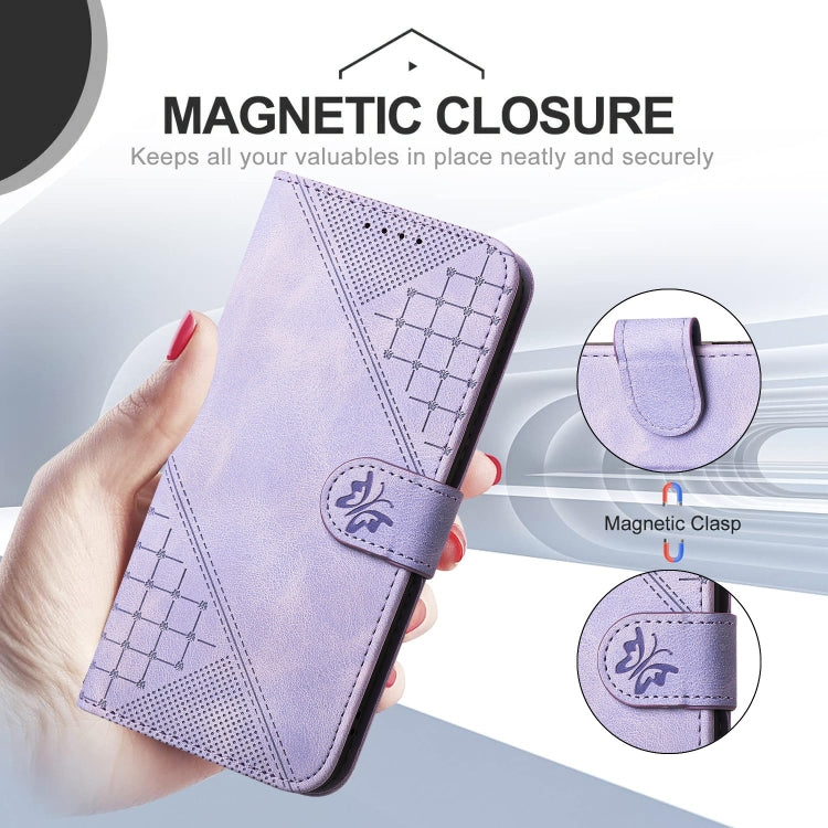 For Google Pixel 9 Pro XL Grid Butterfly Embossed Pattern Leather Phone Case with Lanyard(Light Purple) - free shipping - PMC TechLife - Order now!