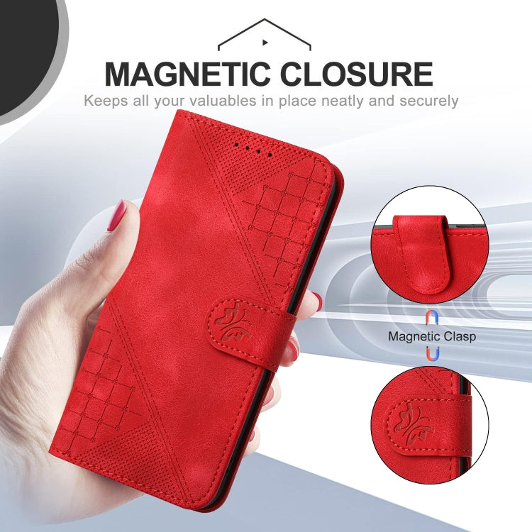 For Google Pixel 9 / 9 Pro YX0080 Grid Butterfly Embossed Pattern Flip Leather Phone Case with Lanyard(Red) - Google Cases by PMC TechLife | Online Shopping South Africa | PMC TechLife | Buy Now Pay Later Mobicred