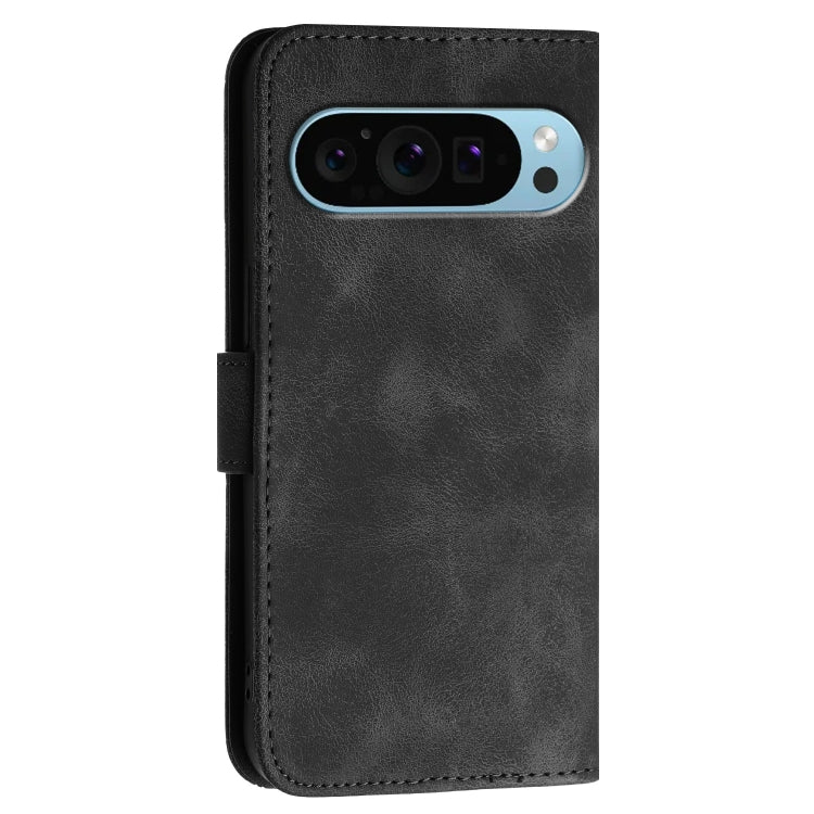 For Google Pixel 9 / 9 Pro Grid Butterfly Embossed Pattern Leather Phone Case with Lanyard(Black) - Google Cases by PMC TechLife | Online Shopping South Africa | PMC TechLife | Buy Now Pay Later Mobicred