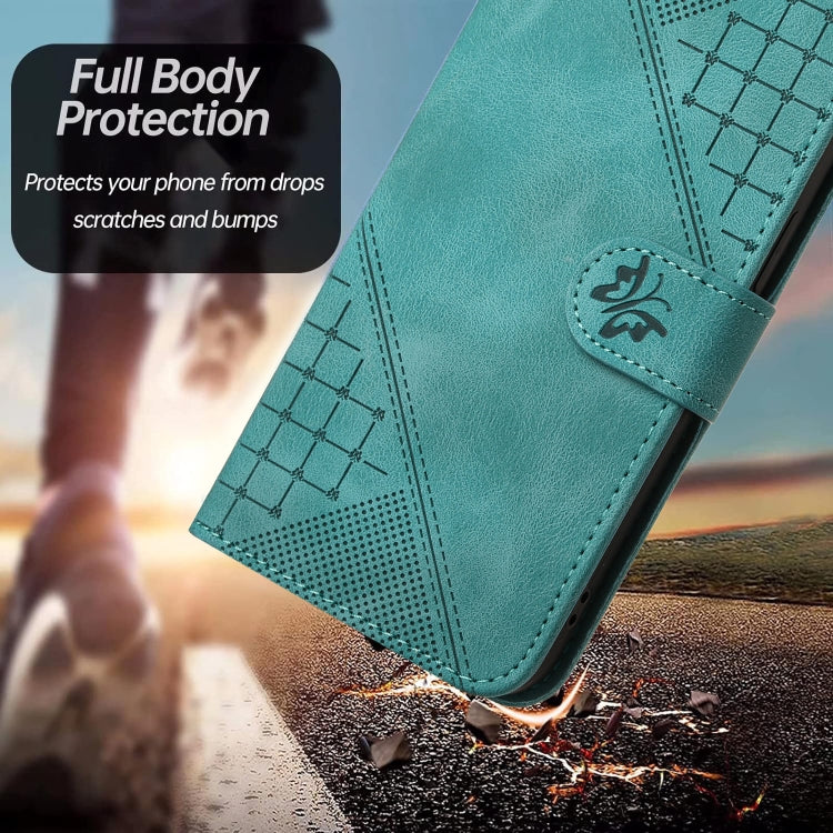 For Google Pixel 9 / 9 Pro YX0080 Grid Butterfly Embossed Pattern Flip Leather Phone Case with Lanyard(Light Blue) - Google Cases by PMC TechLife | Online Shopping South Africa | PMC TechLife | Buy Now Pay Later Mobicred