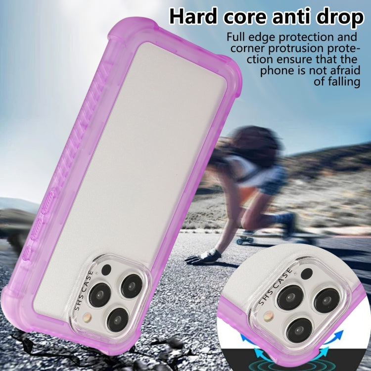 For iPhone 16 Pro Max Transparent Matte TPU Hybrid PC 3-in-1 Phone Case(Purple) - iPhone 16 Pro Max Cases by PMC TechLife | Online Shopping South Africa | PMC TechLife | Buy Now Pay Later Mobicred