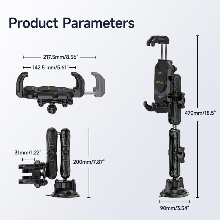 Ulefone UAN02 Armor Mount Max Car Phone Tablet Holder(Black) - free shipping - PMC Jewellery - Order now!