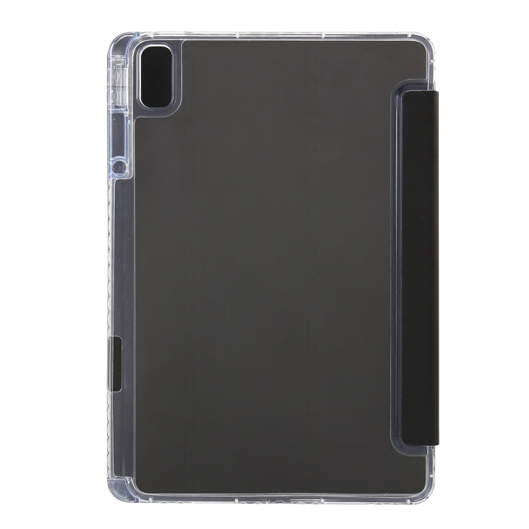 For Huawei Matepad SE 11 2024 Clear Acrylic 3-Fold Leather Tablet Case(Black) - Huawei by PMC Jewellery | Online Shopping South Africa | PMC Jewellery | Buy Now Pay Later Mobicred