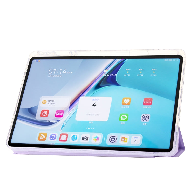 For Huawei Matepad SE 11 2024 Clear Acrylic 3-Fold Leather Tablet Case(Purple) - Huawei by PMC Jewellery | Online Shopping South Africa | PMC Jewellery | Buy Now Pay Later Mobicred