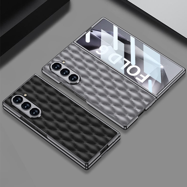 For Samsung Galaxy Z Fold6 GKK Integrated Plating Leather Rhombus Texture Full Coverage Phone Case(Titanium Grey) - Galaxy Z Fold6 5G Cases by GKK | Online Shopping South Africa | PMC Jewellery | Buy Now Pay Later Mobicred