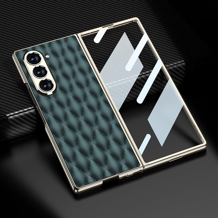 For Samsung Galaxy Z Fold6 GKK Integrated Plating Leather Rhombus Texture Full Coverage Phone Case(Black) - Galaxy Z Fold6 5G Cases by GKK | Online Shopping South Africa | PMC Jewellery | Buy Now Pay Later Mobicred