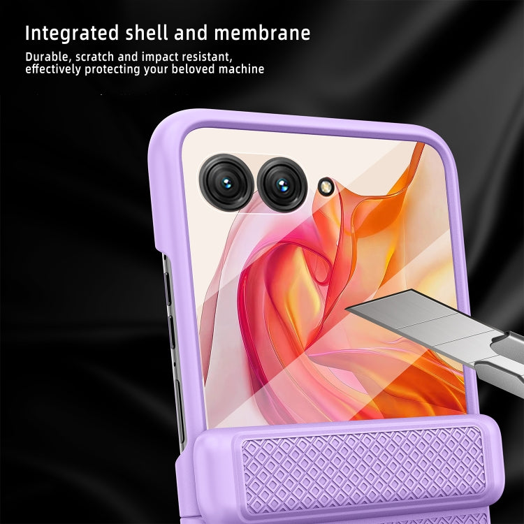 For Motorola Razr 50 Ultra Integrated Fold Hinge Grid Texture Phone Case(Orange) - Motorola Cases by PMC TechLife | Online Shopping South Africa | PMC TechLife | Buy Now Pay Later Mobicred
