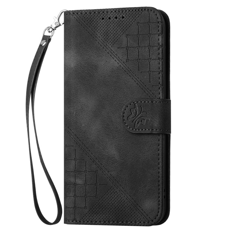 For Huawei Pura 70 YX0080 Grid Butterfly Embossed Pattern Flip Leather Phone Case with Lanyard(Black) - Huawei Cases by PMC Jewellery | Online Shopping South Africa | PMC Jewellery | Buy Now Pay Later Mobicred