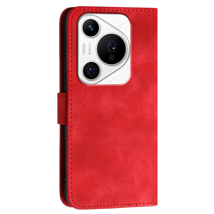 For Huawei Pura 70 Pro / 70 Pro+ YX0080 Grid Butterfly Embossed Pattern Flip Leather Phone Case with Lanyard(Red) - Huawei Cases by PMC Jewellery | Online Shopping South Africa | PMC Jewellery | Buy Now Pay Later Mobicred