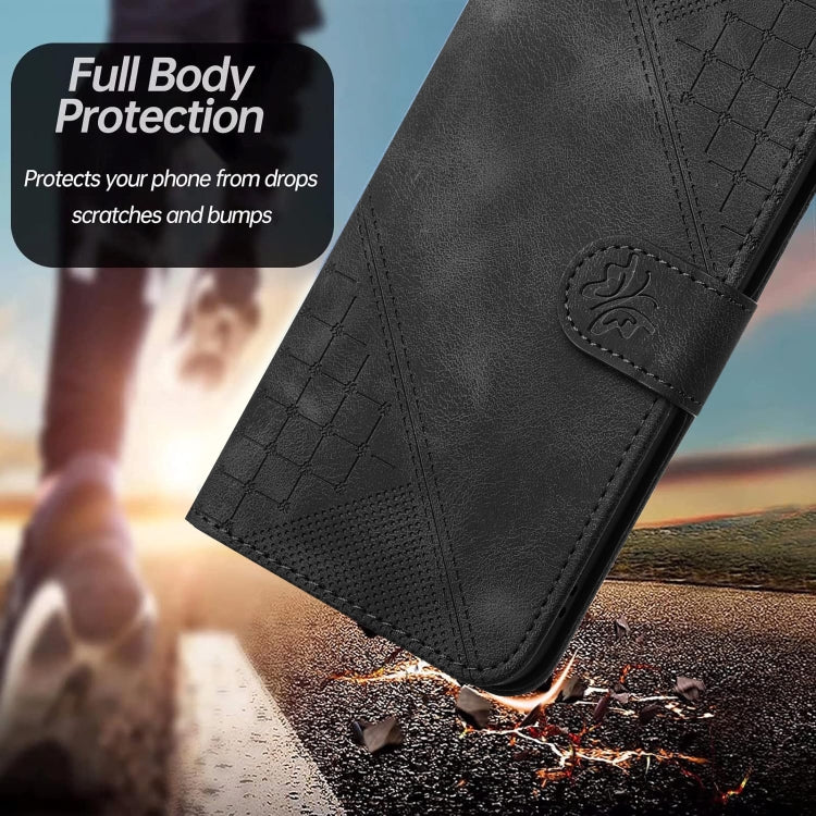 For Huawei Pura 70 Pro / 70 Pro+ YX0080 Grid Butterfly Embossed Pattern Flip Leather Phone Case with Lanyard(Black) - Huawei Cases by PMC Jewellery | Online Shopping South Africa | PMC Jewellery | Buy Now Pay Later Mobicred