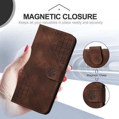 For Huawei Pura 70 Pro / 70 Pro+ YX0080 Grid Butterfly Embossed Pattern Flip Leather Phone Case with Lanyard(Coffee) - Huawei Cases by PMC Jewellery | Online Shopping South Africa | PMC Jewellery | Buy Now Pay Later Mobicred