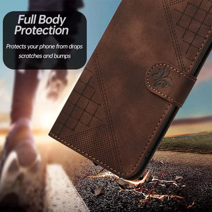 For Huawei Pura 70 Pro / 70 Pro+ YX0080 Grid Butterfly Embossed Pattern Flip Leather Phone Case with Lanyard(Coffee) - Huawei Cases by PMC Jewellery | Online Shopping South Africa | PMC Jewellery | Buy Now Pay Later Mobicred